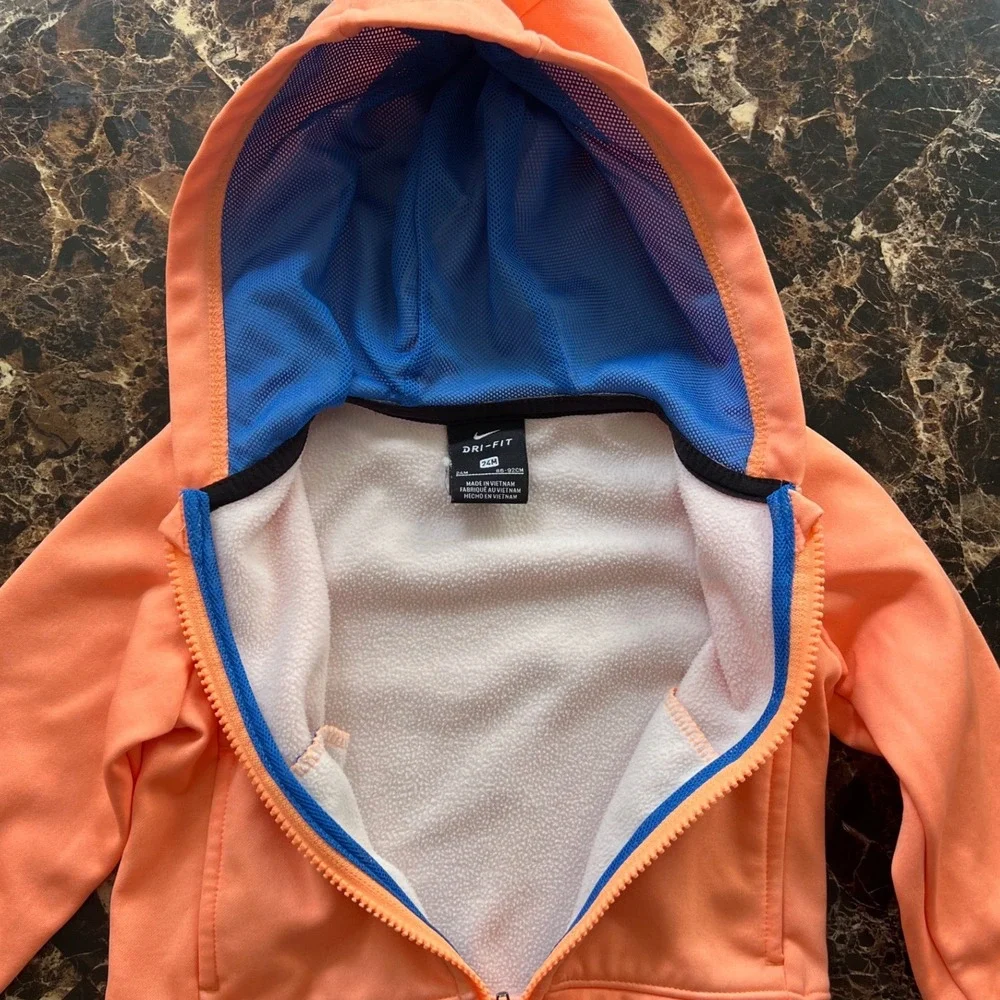 Nike Dri Fit Toddler Boys Girls Orange Zip Up Hoodie Jacket‎ 24M